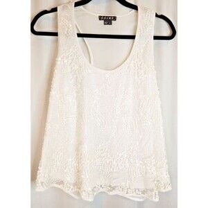 Chime Women's Sequin Top  White Sleeveless New Tank Size Large